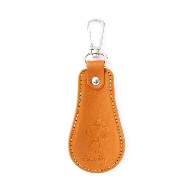 PEANUTS /スヌーピー/SNOOPY 革製レザー靴べらキーホルダー （キャメル6）