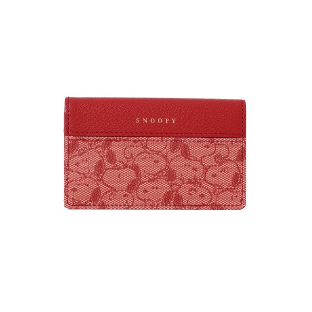 SNOOPY LEATHER COLLECTION/スヌーピーレザーコレクション/ジャガード/名刺入 （レッド）