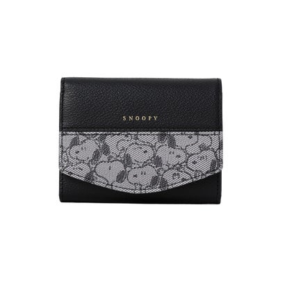 SNOOPY LEATHER COLLECTION/スヌーピーレザーコレクション/ジャガード/LF二つ折り財布 （ブラック）｜詳細画像