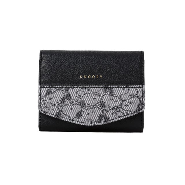 SNOOPY LEATHER COLLECTION/スヌーピーレザーコレクション/ジャガード/LF二つ折り財布 （ブラック）