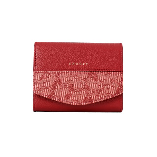 SNOOPY LEATHER COLLECTION/スヌーピーレザーコレクション/ジャガード/LF二つ折り財布 （レッド）
