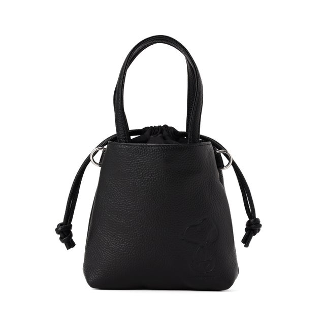 SNOOPY LEATHER COLLECTION/スヌーピーレザーコレクション/2WAY巾着ポシェット （ブラック）