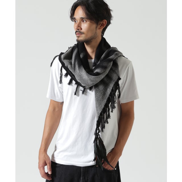 KMRii/ケムリ/DISCHARGED SALLY TWILL STOLE （ブラック）