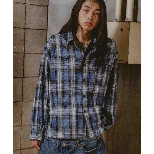 FR(13)NDS/フレンズ/RHINES STONE DAMEGE SHIRTS （ブルー）