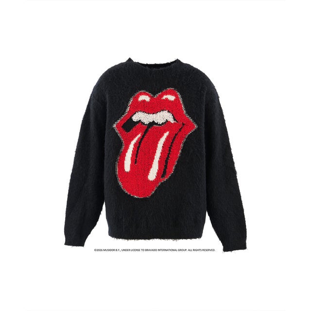 SAINT MICHAEL/セントマイケル/TRS_CRW N KNIT/LIPS&TOHGUE/BLACK （ブラック）