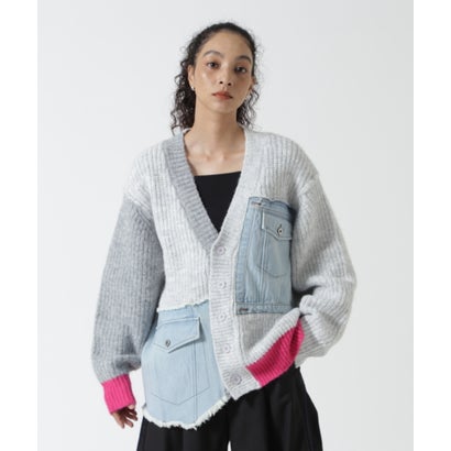ロイヤルフラッシュ ROYAL FLASH AULA AILA/アウラアイラ/DENIM COMBINATION CARDIGAN （ブラック）｜詳細画像
