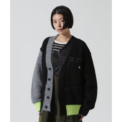 ロイヤルフラッシュ ROYAL FLASH AULA AILA/アウラアイラ/DENIM COMBINATION CARDIGAN （ブラック）｜詳細画像