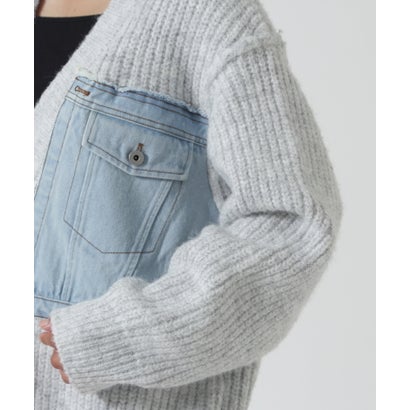 ロイヤルフラッシュ ROYAL FLASH AULA AILA/アウラアイラ/DENIM COMBINATION CARDIGAN （ライトグレー3）｜詳細画像