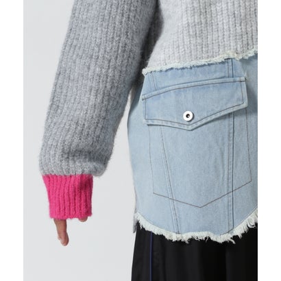 ロイヤルフラッシュ ROYAL FLASH AULA AILA/アウラアイラ/DENIM COMBINATION CARDIGAN （ライトグレー3）｜詳細画像