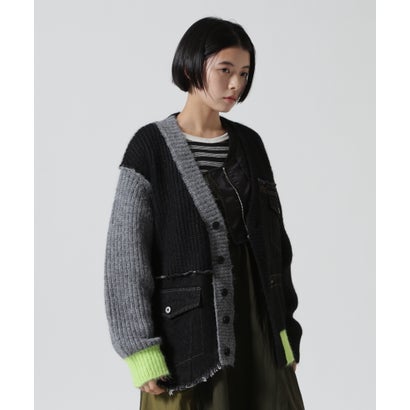 ロイヤルフラッシュ ROYAL FLASH AULA AILA/アウラアイラ/DENIM COMBINATION CARDIGAN （ライトグレー3）｜詳細画像