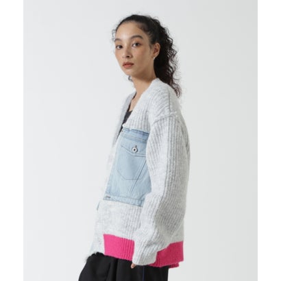 ロイヤルフラッシュ ROYAL FLASH AULA AILA/アウラアイラ/DENIM COMBINATION CARDIGAN （ライトグレー3）｜詳細画像