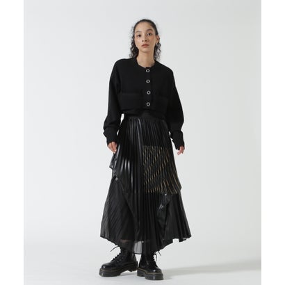 ロイヤルフラッシュ ROYAL FLASH UN3D./アンスリード/PATCHWORK PLEATS SKIRT （ブラック）｜詳細画像