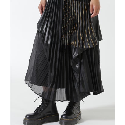 ロイヤルフラッシュ ROYAL FLASH UN3D./アンスリード/PATCHWORK PLEATS SKIRT （ブラック）｜詳細画像