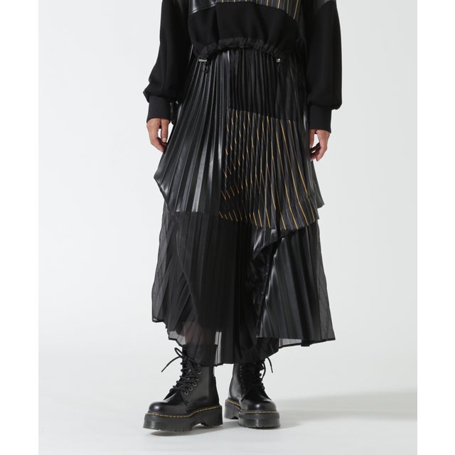 UN3D./アンスリード/PATCHWORK PLEATS SKIRT （ブラック）