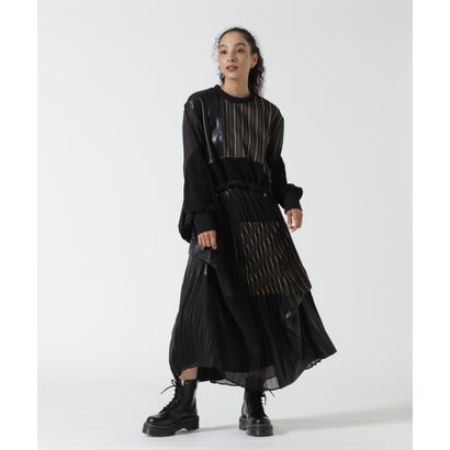 ロイヤルフラッシュ ROYAL FLASH UN3D./アンスリード/LEATHER PATCHWORK TOP （ブラック）｜詳細画像
