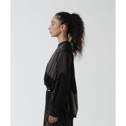 ロイヤルフラッシュ ROYAL FLASH UN3D./アンスリード/LEATHER PATCHWORK TOP （ブラック）｜詳細画像