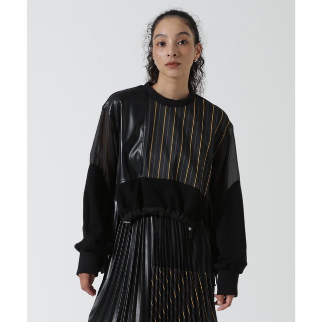 UN3D./アンスリード/LEATHER PATCHWORK TOP （ブラック）