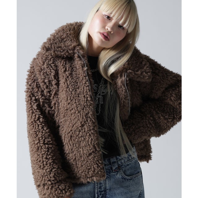 FR(13)NDS/フレンズ/WOMEN BOA COLLAR BLOUSON （ブラウン）