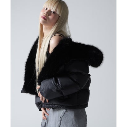 FR(13)NDS/フレンズ/WOMEN NYLON FUR HOOD BLOUSON （ブラック）｜詳細画像