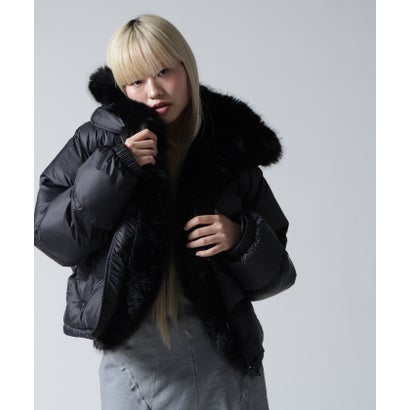 FR(13)NDS/フレンズ/WOMEN NYLON FUR HOOD BLOUSON （ブラック）｜詳細画像