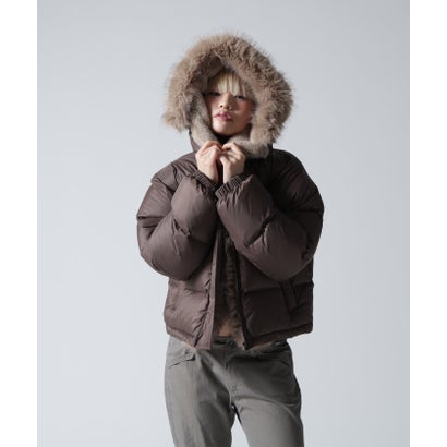 FR(13)NDS/フレンズ/WOMEN NYLON FUR HOOD BLOUSON （ブラウン）｜詳細画像