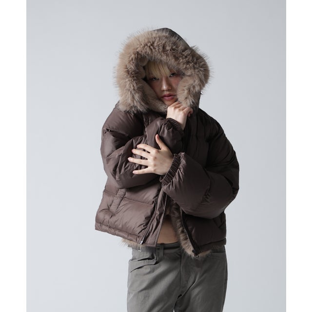 FR(13)NDS/フレンズ/WOMEN NYLON FUR HOOD BLOUSON （ブラウン）