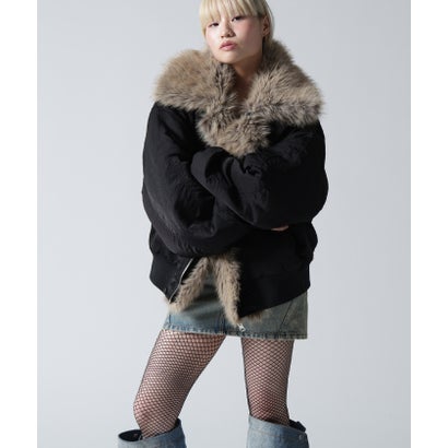 FR(13)NDS/フレンズ/WOMEN REVERSIBLE FUR NYLON BLOUSON （ブラック）｜詳細画像