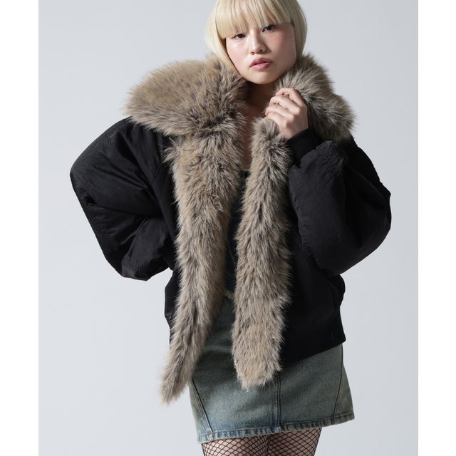 FR(13)NDS/フレンズ/WOMEN REVERSIBLE FUR NYLON BLOUSON （ブラック）
