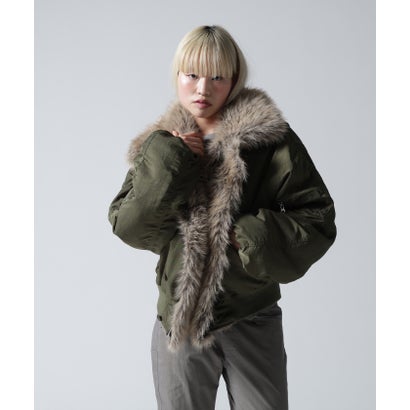 FR(13)NDS/フレンズ/WOMEN REVERSIBLE FUR NYLON BLOUSON （カーキ）｜詳細画像