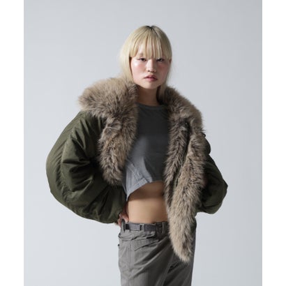 FR(13)NDS/フレンズ/WOMEN REVERSIBLE FUR NYLON BLOUSON （カーキ）｜詳細画像
