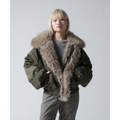 FR(13)NDS/フレンズ/WOMEN REVERSIBLE FUR NYLON BLOUSON （カーキ）｜詳細画像
