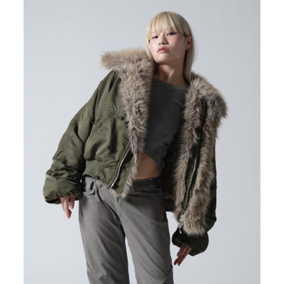 FR(13)NDS/フレンズ/WOMEN REVERSIBLE FUR NYLON BLOUSON （カーキ）｜詳細画像