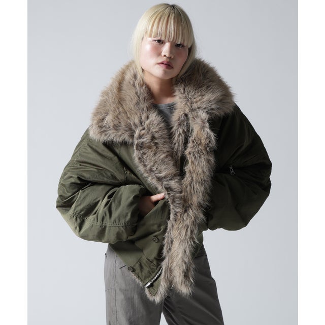 FR(13)NDS/フレンズ/WOMEN REVERSIBLE FUR NYLON BLOUSON （カーキ）