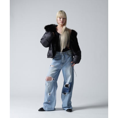 FR(13)NDS/フレンズ/WOMEN NYLON FUR STAND BLOUSON （ブラック）｜詳細画像