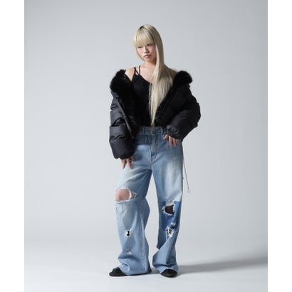 FR(13)NDS/フレンズ/WOMEN NYLON FUR STAND BLOUSON （ブラック）｜詳細画像