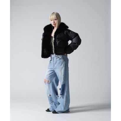 FR(13)NDS/フレンズ/WOMEN NYLON FUR STAND BLOUSON （ブラック）｜詳細画像
