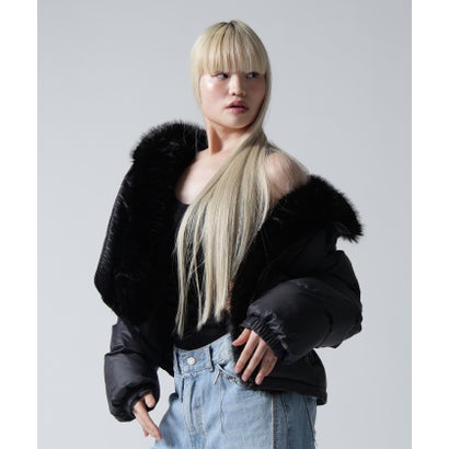 FR(13)NDS/フレンズ/WOMEN NYLON FUR STAND BLOUSON （ブラック）｜詳細画像
