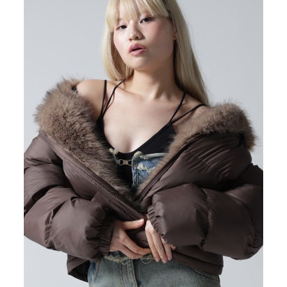 FR(13)NDS/フレンズ/WOMEN NYLON FUR STAND BLOUSON （ブラウン）｜詳細画像