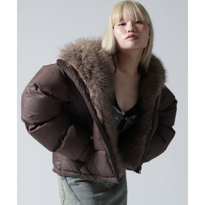 FR(13)NDS/フレンズ/WOMEN NYLON FUR STAND BLOUSON （ブラウン）｜詳細画像