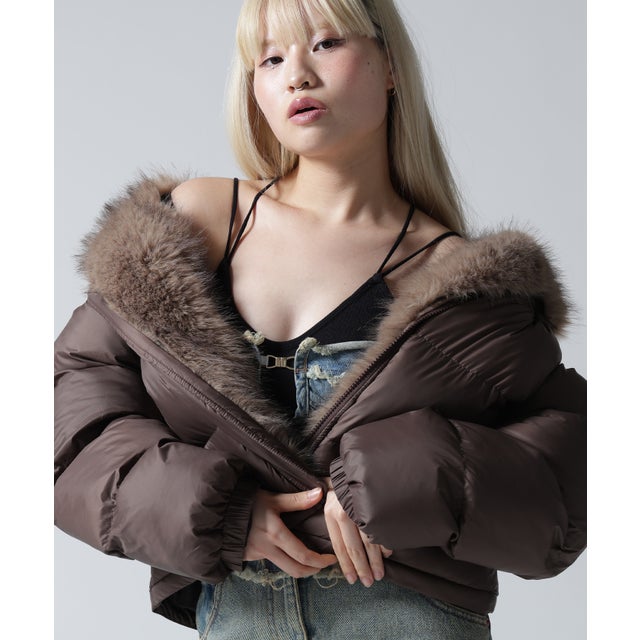FR(13)NDS/フレンズ/WOMEN NYLON FUR STAND BLOUSON （ブラウン）