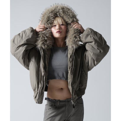 FR(13)NDS/フレンズ/WOMEN COTTON NYLON FUR BLOUSON （ブラック）｜詳細画像