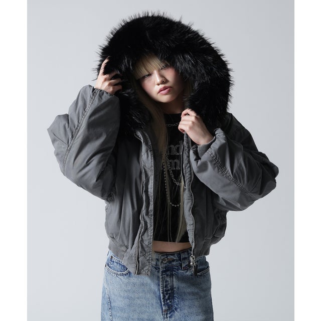 FR(13)NDS/フレンズ/WOMEN COTTON NYLON FUR BLOUSON （ブラック）