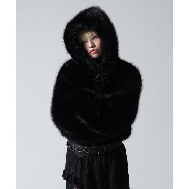 FR(13)NDS/フレンズ/WOMEN ECO FUR HOOD BLOUSON （ブラック）