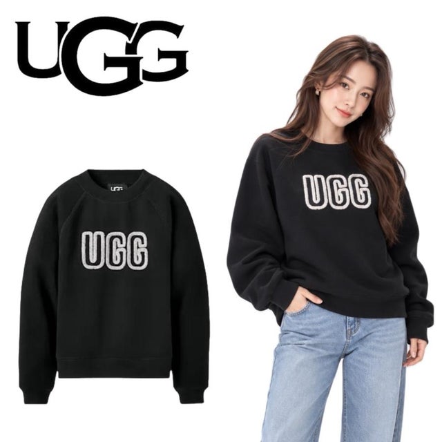 トレーナー 1171477 裏起毛 レディース ロゴ クルーネック トップス 丸首 長袖 プルオーバー スウェット W Logo Crewneck （ブラック）