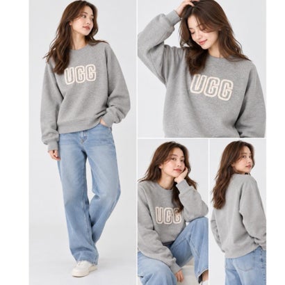 アグ UGG トレーナー 1171477 裏起毛 レディース ロゴ クルーネック トップス 丸首 長袖 プルオーバー スウェット W Logo Crewneck （ヘザーグレー）｜詳細画像
