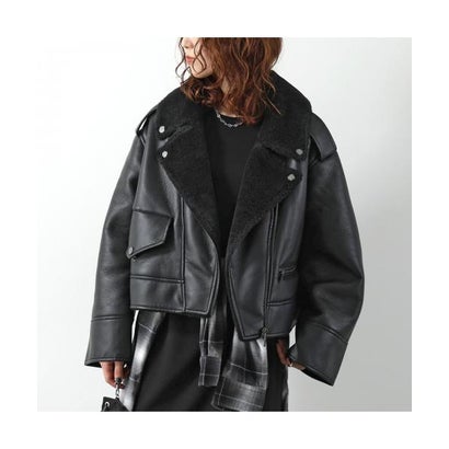 アグ UGG UGG ジャケット W FINNIAN LUXEFLUFF MOTO JACKET 1173393 （BLK/BLACK-ブラック）｜詳細画像