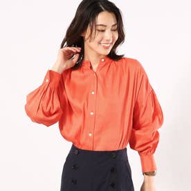 リネン混ギャザーデザインシャツ （オレンジ(067)）