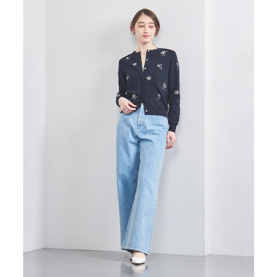 UNITED ARROWS フラワー ビジュー カーディガン - ファッション通販 