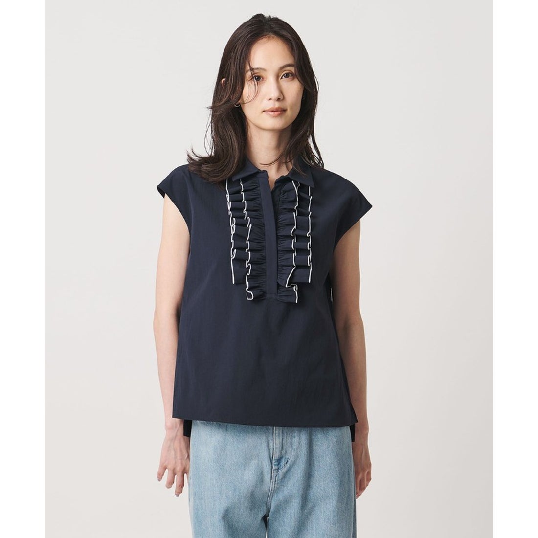 UNITED ARROWS メロー フリル スキッパー フレンチスリーブ シャツ ‐防