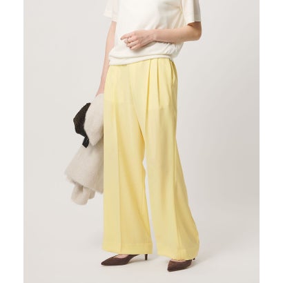 ポリエステル 2タック ワイドパンツ ‐吸水速乾 帯電防止 接触冷感‐ （YELLOW）｜詳細画像